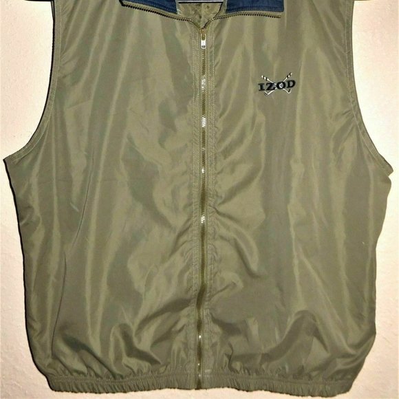Izod Men's Large Golf Vest Green Latte Full Zip Jacket Izod Golf Logo Spell-out - Picture 2 of 7